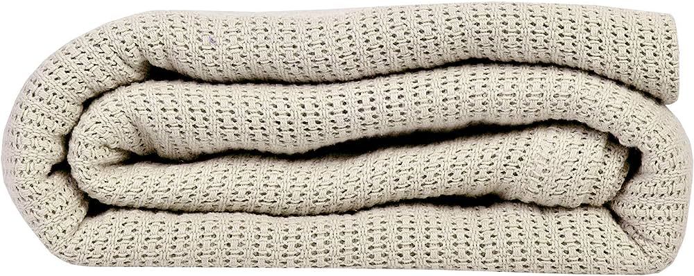 Linteum Textile Supply Leno Weave Taupe Blanket, Twin 100% Cotton, Lightweight, Warm, Extra-Fluff... | Amazon (US)