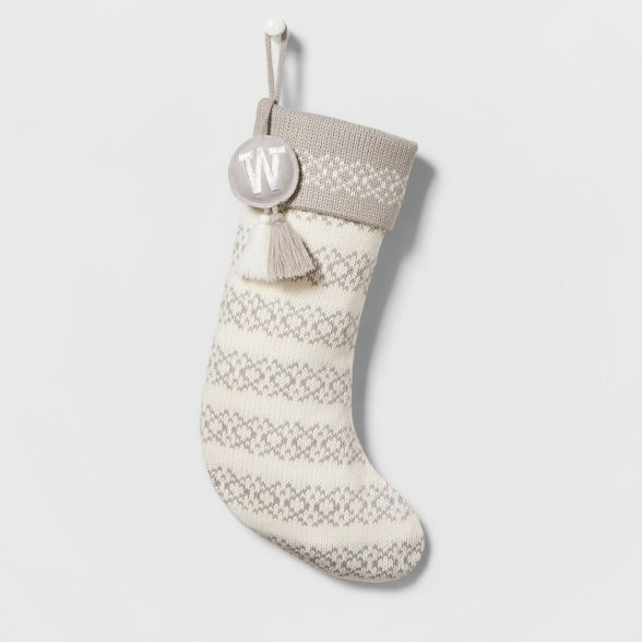 Knit Fair Isle Monogram Christmas Stocking  Neutral - Wondershop™ | Target