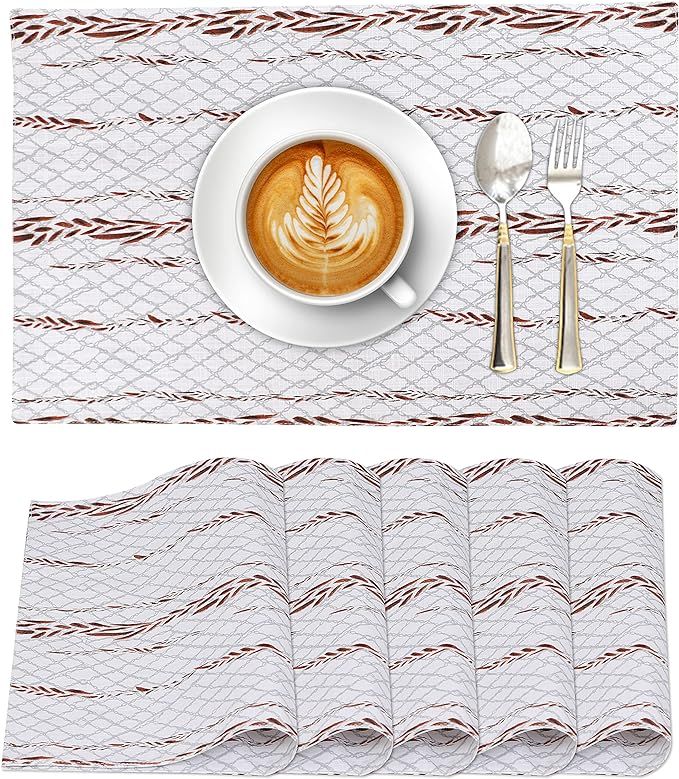 Ruvanti Placemats 100% Cotton 13x19 Inch, Dining Table Placemats Set of 6, Modern Place Mats for ... | Amazon (US)