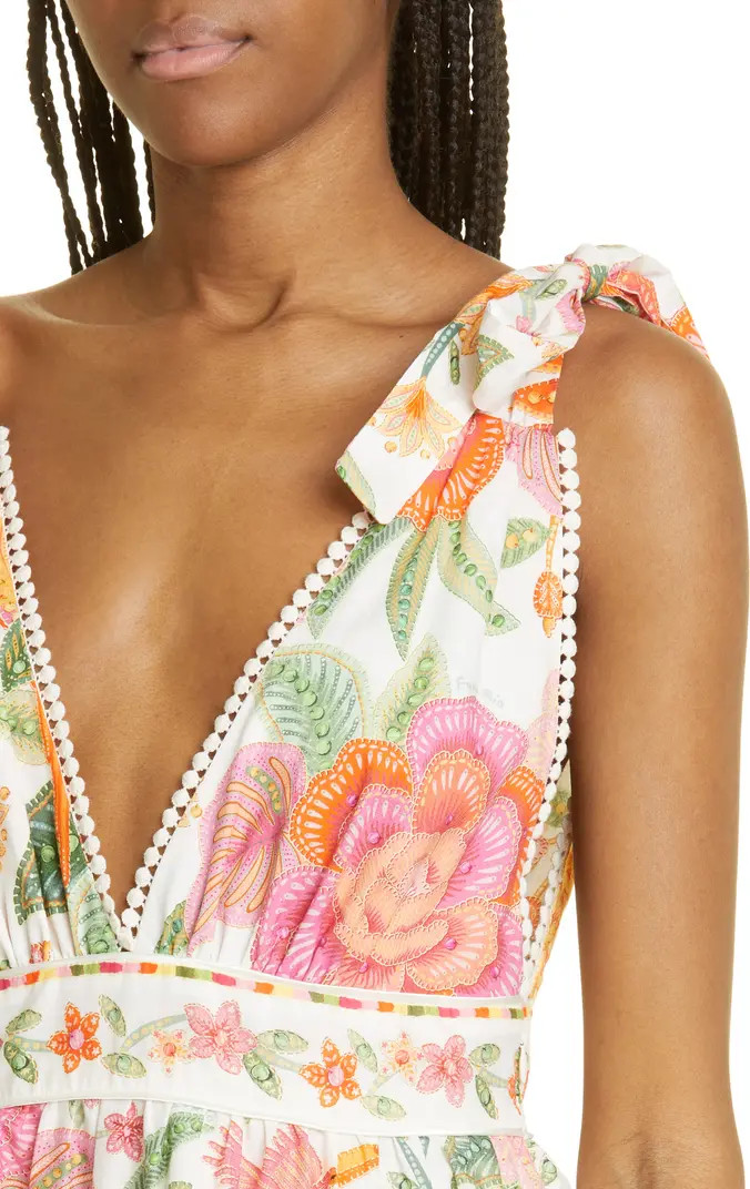 Macaw Bloom Plunge Neck Cotton Tiered Sundress | Nordstrom