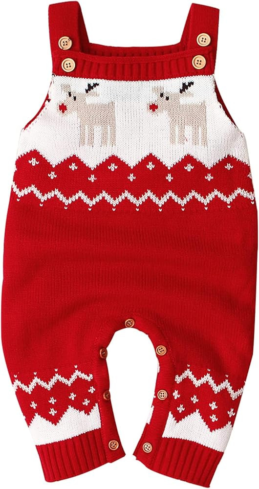 Untyo Baby Christmas Sweater Reindeer Pattern Baby Boy Clothes 0-24 Months Toddler Clothes Girl | Amazon (US)