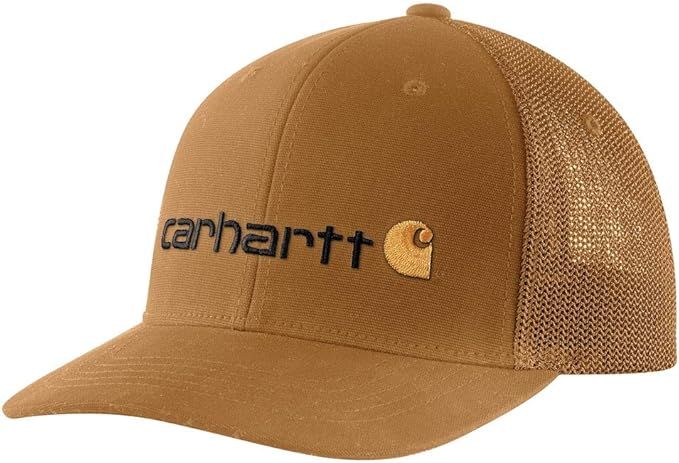 Carhartt Men's Rugged Flex Fitted Canvas Mesh-Back Logo Graphic Cap | Amazon (US)