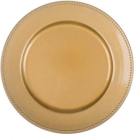 Amazon.com | MAONAME 13" Gold Charger Plates, Round Chargers for Dinner Plates, Plastic Beaded Pl... | Amazon (US)