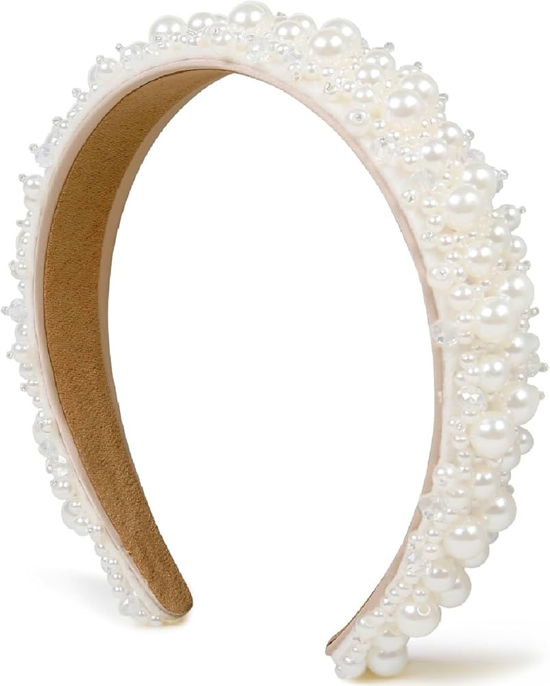 WOVOWOVO Pearl Headbands for Women Bridal Headband for Wedding White Hairbands Fashion Women Head... | Amazon (US)