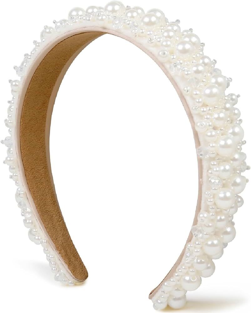 WOVOWOVO Pearl Headbands for Women Bridal Headband for Wedding White Hairbands Fashion Women Head... | Amazon (US)