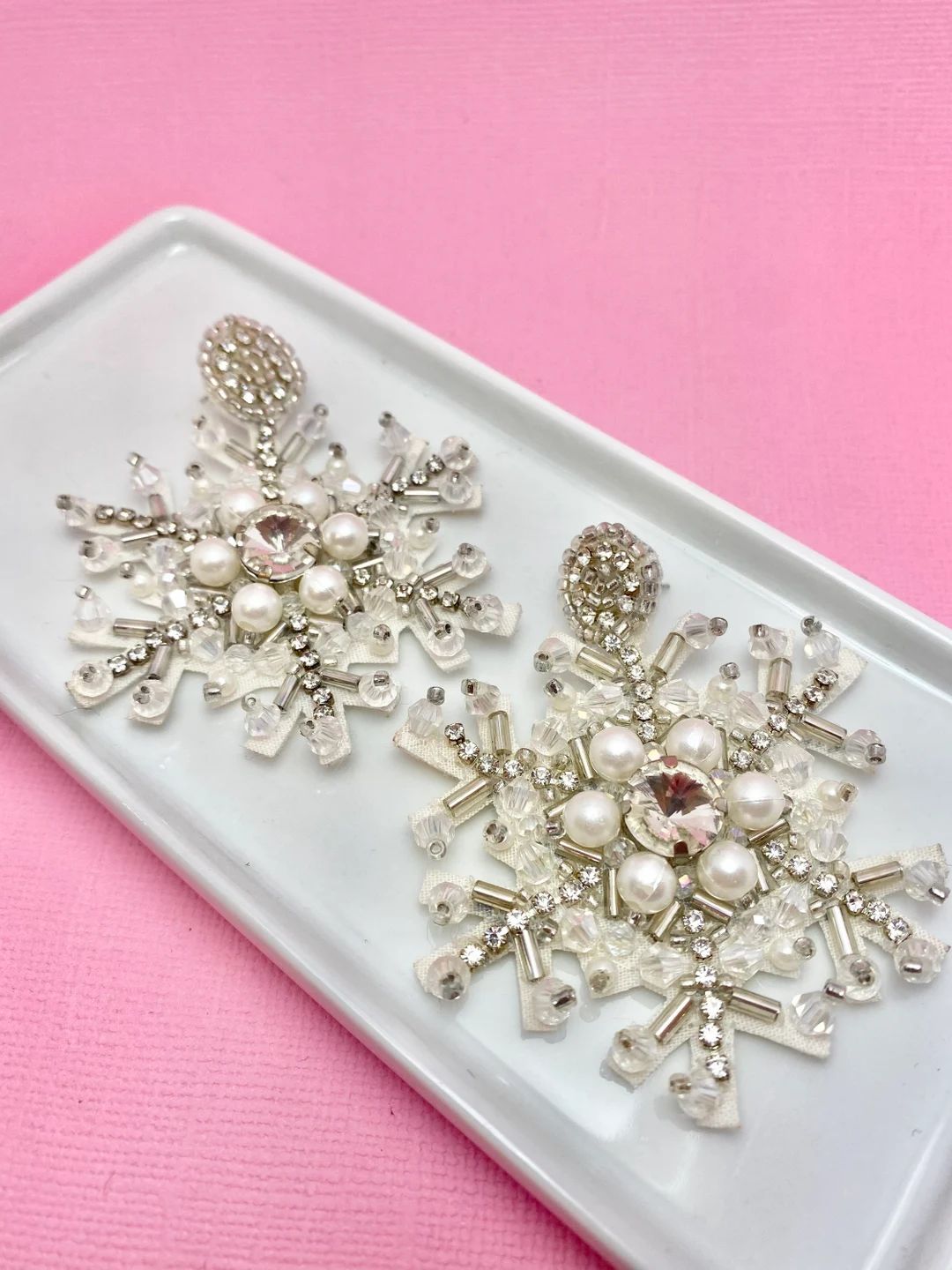 Snowflake Beaded Earrings Christmas Earrings Gifts for Her - Etsy | Etsy (US)