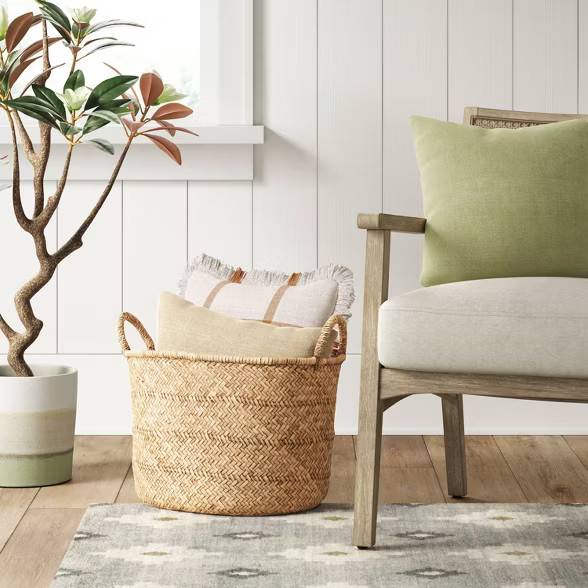 Braided Straw Basket Natural - Threshold™ | Target