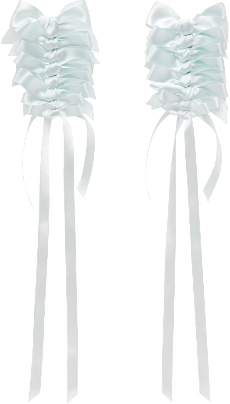 Blue Long Rosette Bow Earrings | SSENSE