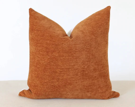 Orange Velvet Pillow, Fall Pillow Covers, Rust Pillow, Pillow Covers 18x18 Orange, Velvet Pillow,... | Etsy (US)