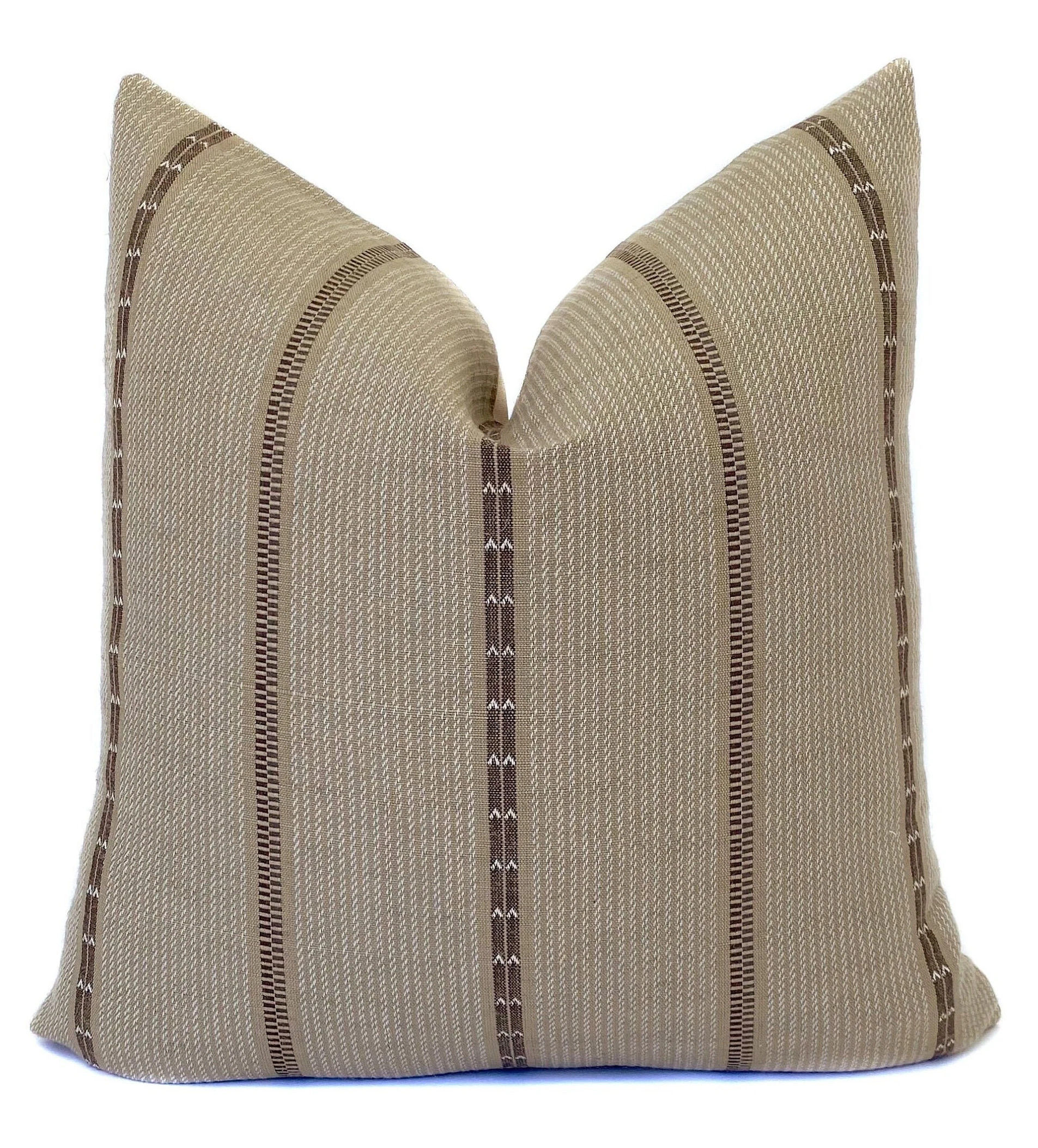 Brown Stripe Pillow Cover, Woven Cotton Jute, Modern Farmhouse | Etsy (Global)