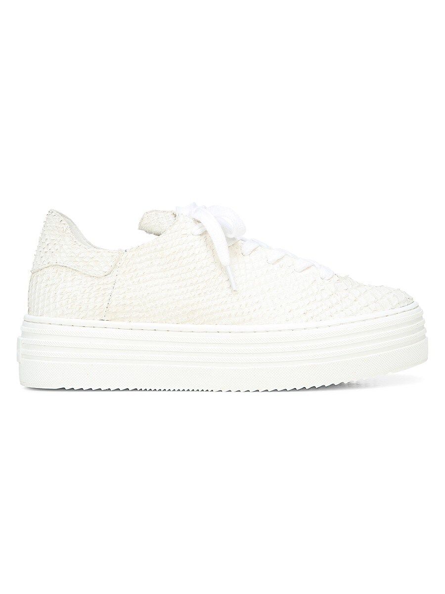 Sam Edelman Women's Pippy Snakeskin-Embossed Leather Platform Sneakers - White - Size 8.5 | Saks Fifth Avenue OFF 5TH