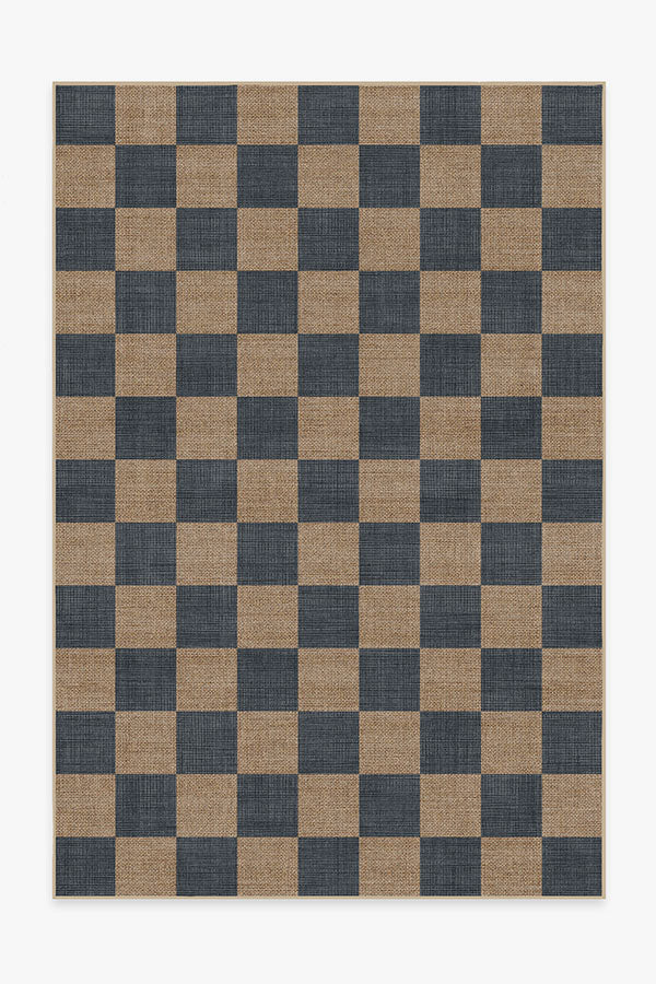 Checkerboard Soft Navy Re-Jute Rug | Ruggable | Ruggable