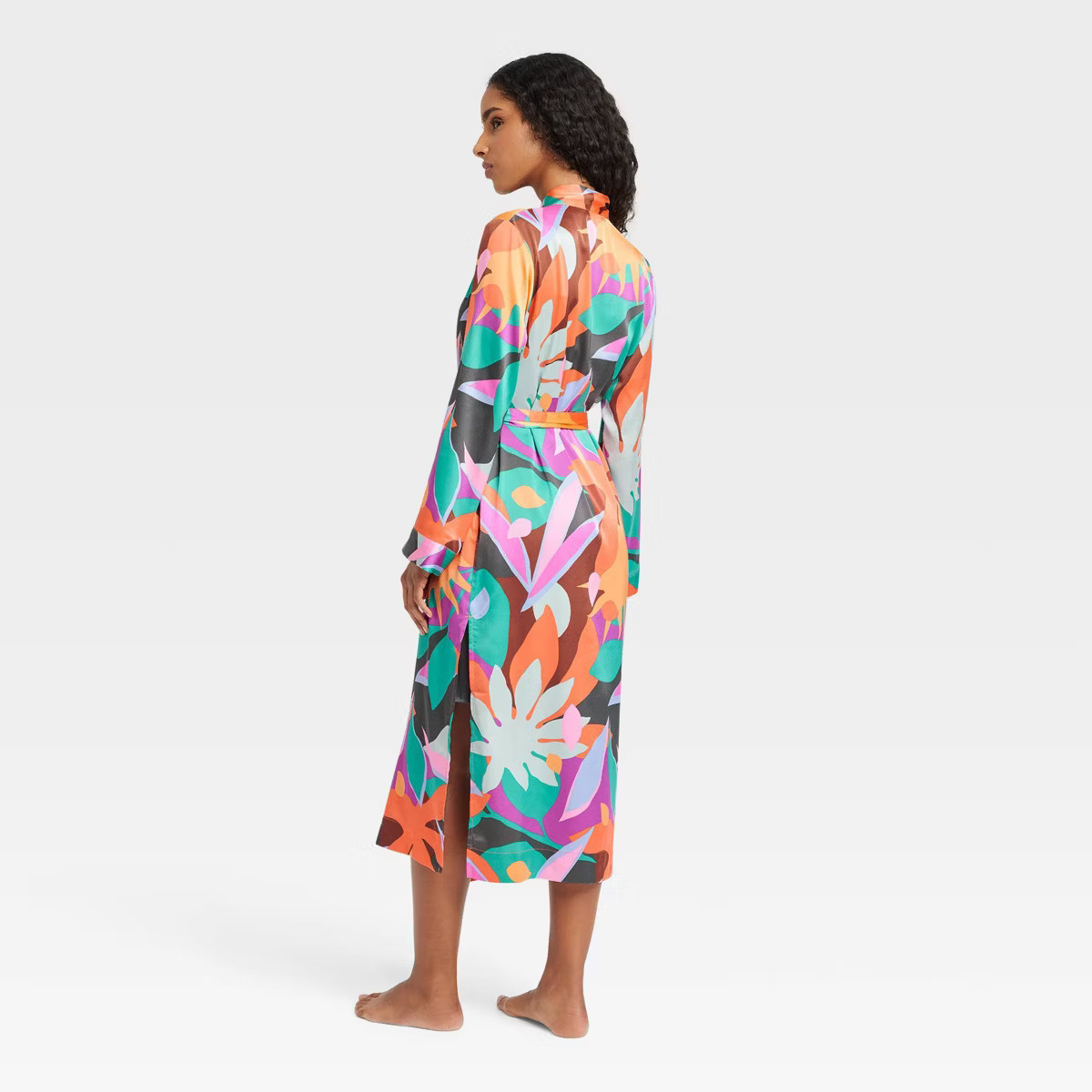 Women's Long Satin Robe - Stars Above™ Tropical/Floral | Target