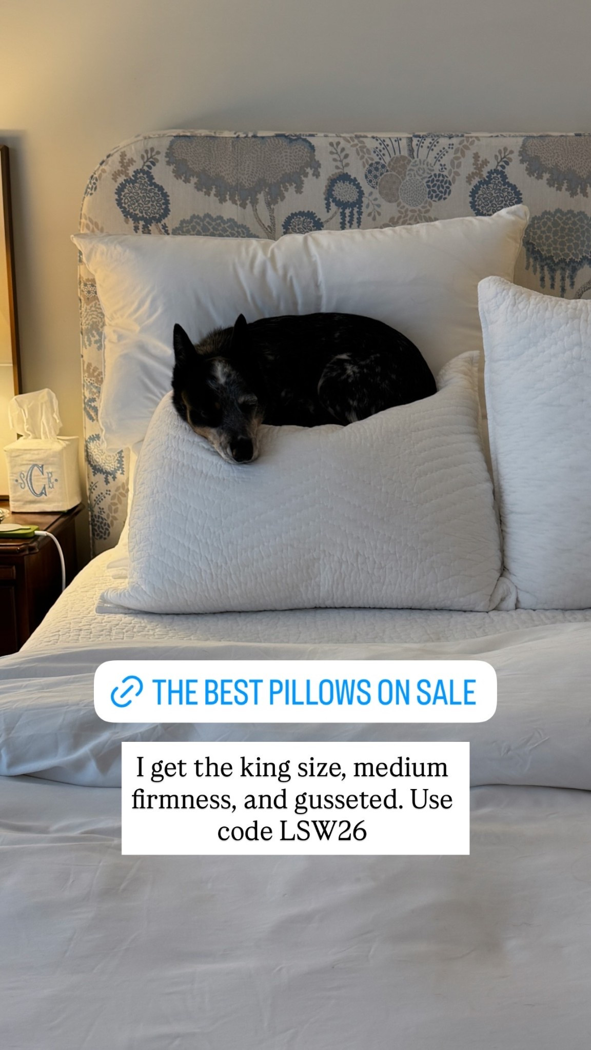 I get the king size, medium firmness, and gusseted. Use code LSW26