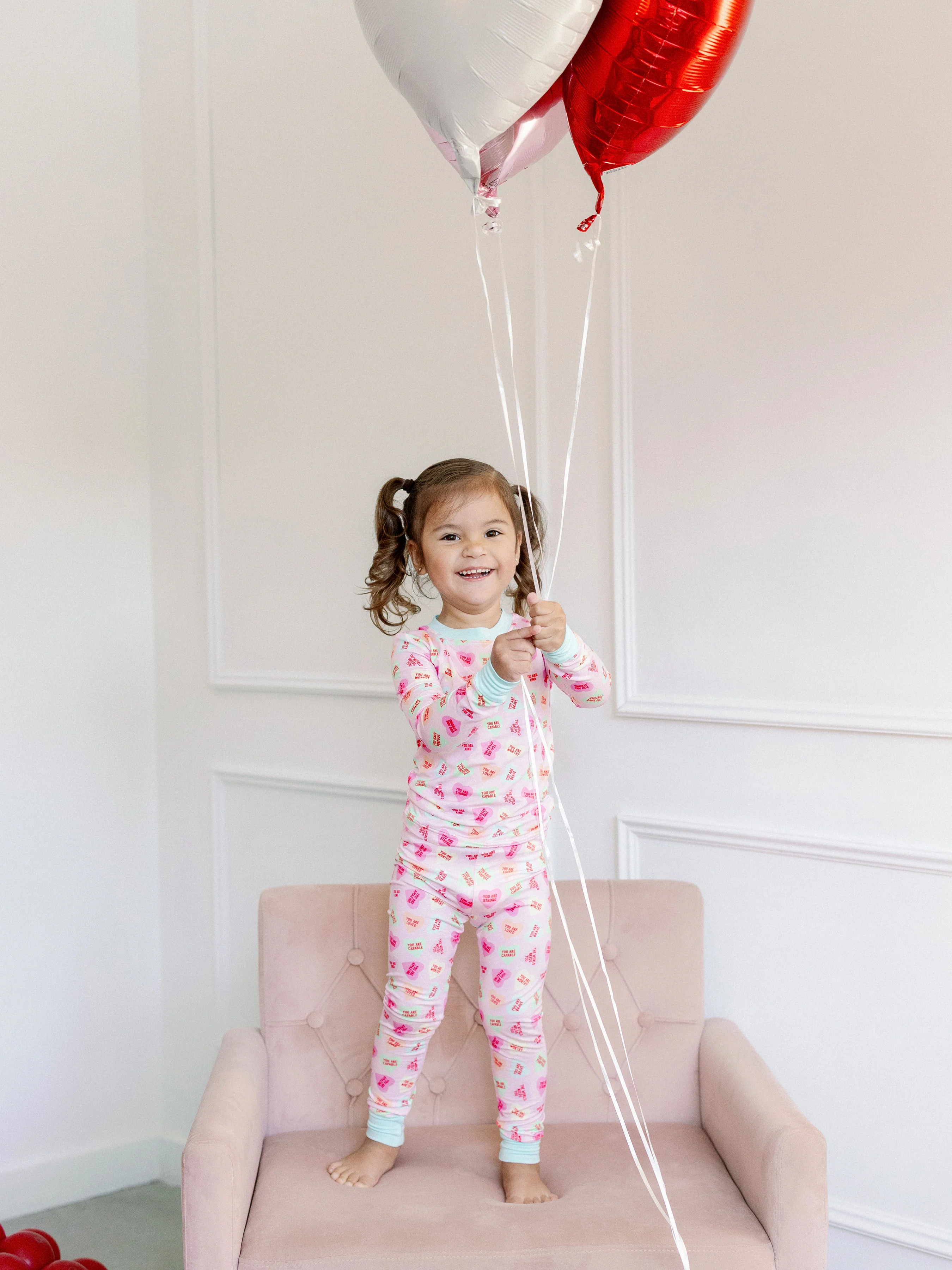 Pink Convo Hearts PJ Set | Poppy Kids Co