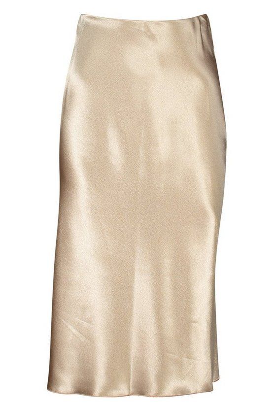 Satin Bias Midi Skirt | Boohoo.com (US & CA)