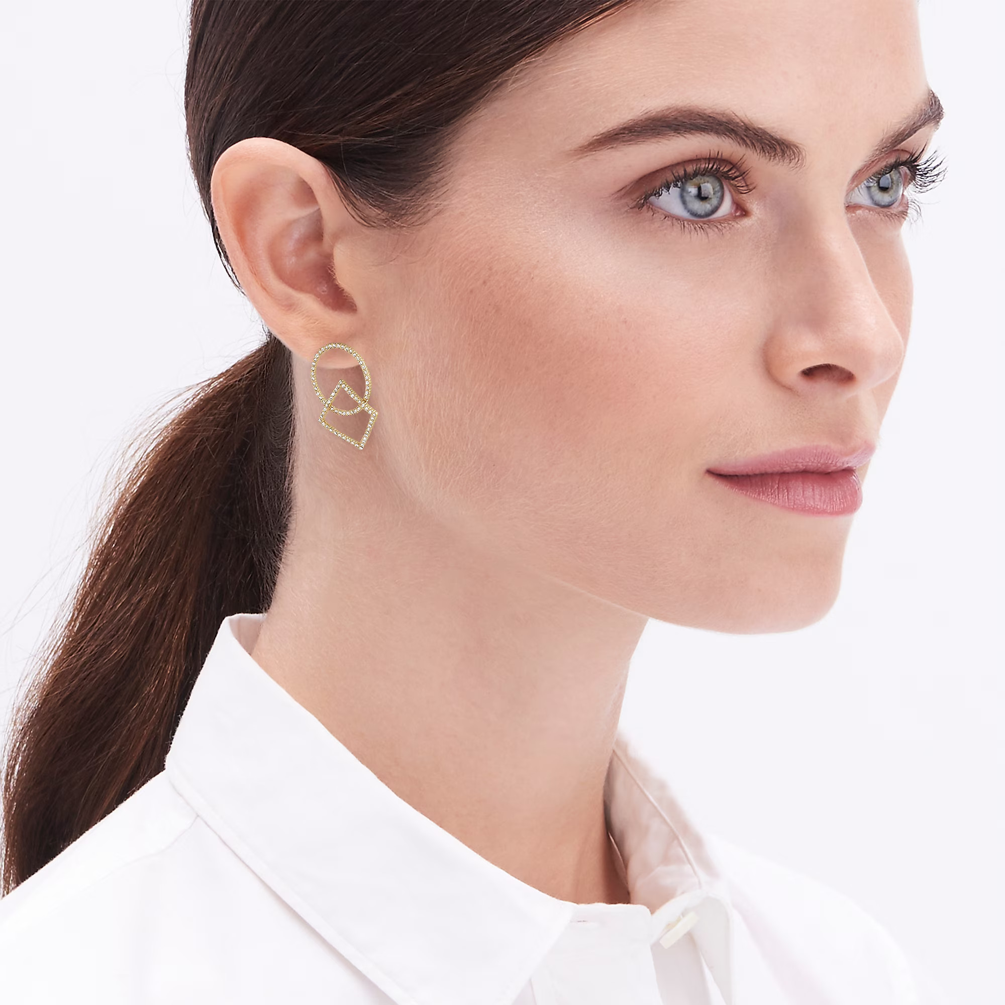 Pavé circle and square earrings | J.Crew Factory