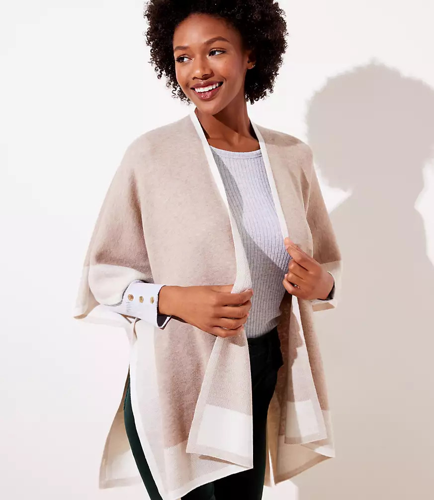Colorblock Poncho Wrap | LOFT