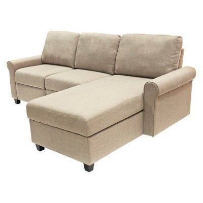 Serta Copenhagen Reclining Sectional with Right Storage Chaise Beige : Microfiber Upholstery, Wood Frame, Spot Clean | Target