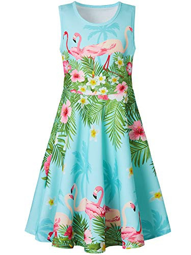 BFUSTYLE Girl Flamingo Dress Sleeveless Casual Floral Sundress for Girls 4-15 Years | Amazon (US)