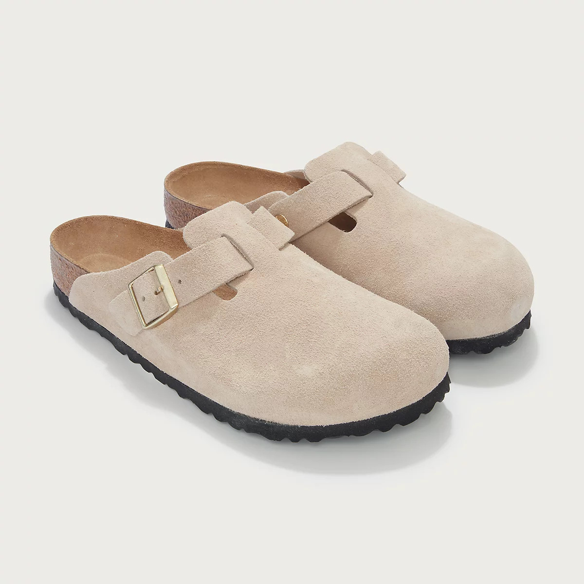 The White Company Birkenstock Suede Boston Mule, Sandcastle, Size: 37 | The White Company UK & ROW