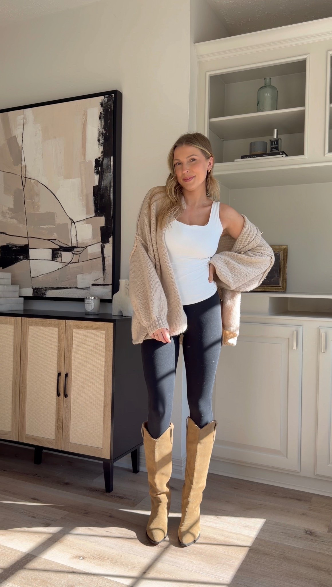 Comfy yet chic leggings outfit for fall and winder! Tank in M, leggings in S, cardigan in M

#LTKHoliday #LTKCyberWeek