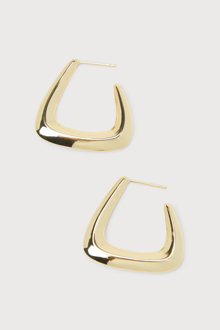 Exceptional Angle 14KT Gold Geometric Beveled Hoop Earrings | Lulus (US)