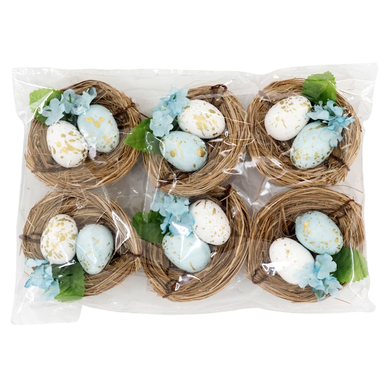 6-Count Blue Egg Nests Table Decor | At Home