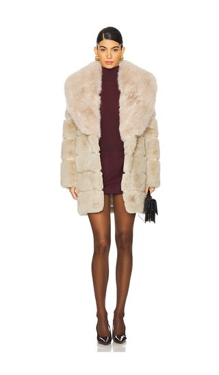 Keystone Faux Fur Coat in Beige | Revolve Clothing (Global)