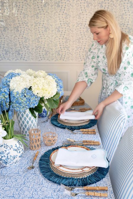 Setting spring 🍽️🌿 blue & white table top and a spring dress 

#LTKfindsunder100 #LTKhome #LTKover40