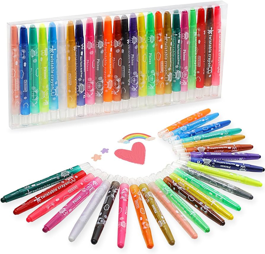 Phinus 24 Colors Twistable Crayons, Washable Twist Crayons, Smooth Texture Crayons for Kids, Easy... | Amazon (US)