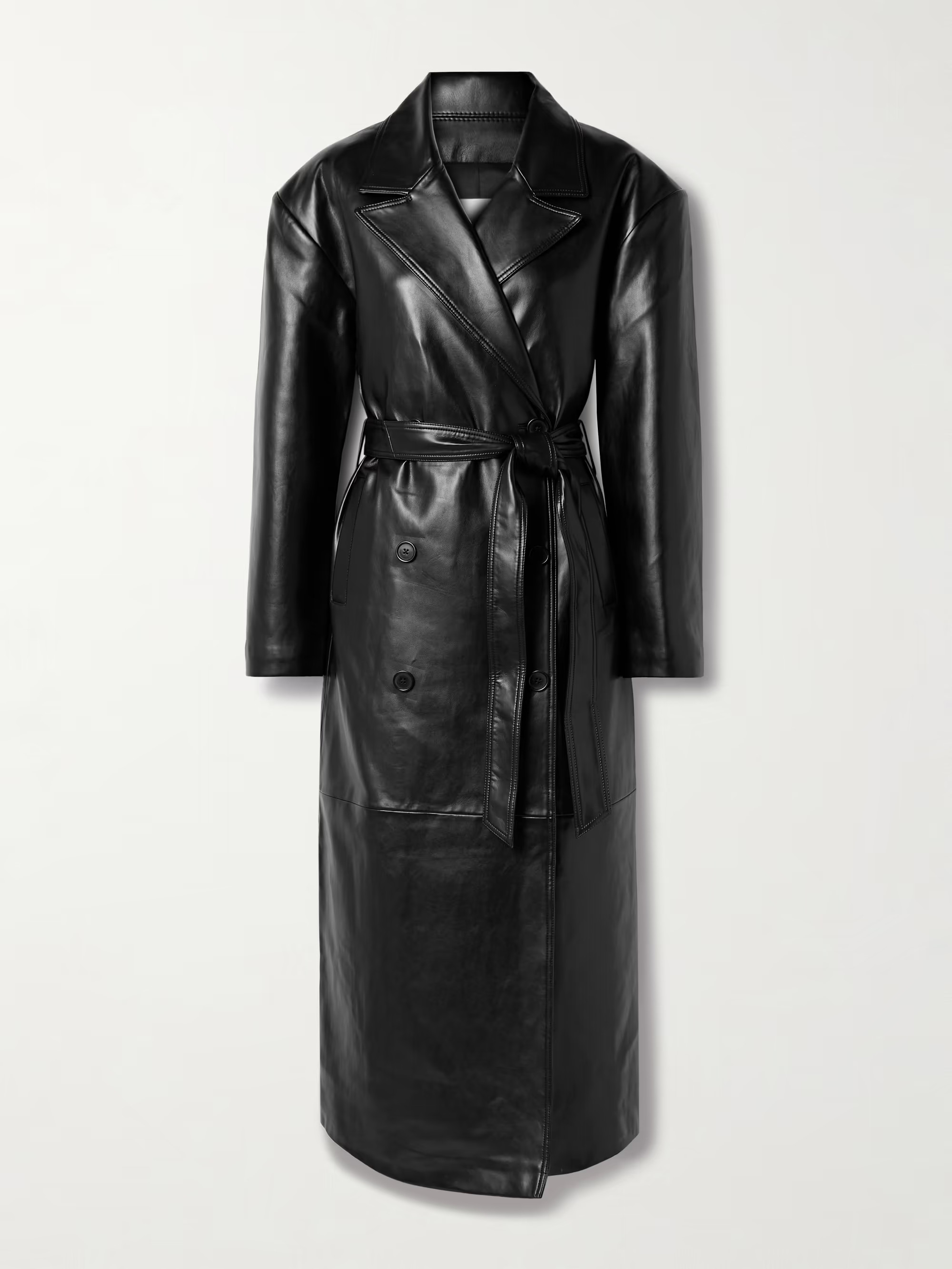 Tina belted double-breasted faux leather trench coat | NET-A-PORTER (UK & EU)