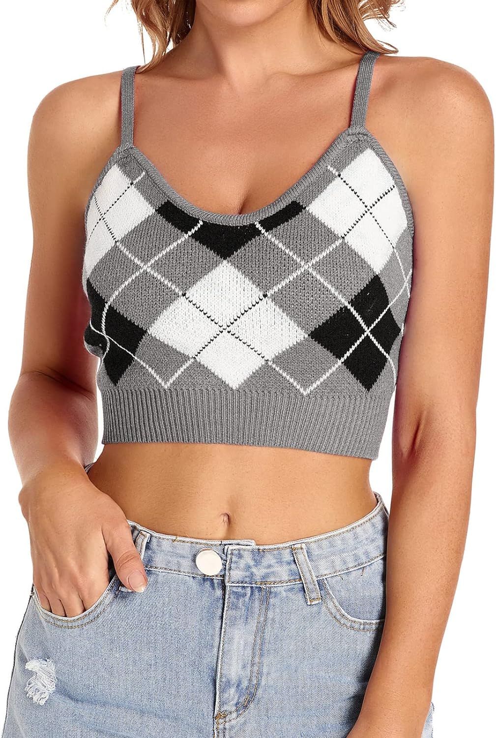 Women Crop Tops Teen Girls Cute Halter Corset Fall Graphic Y2k Sexy Tank Sweater | Amazon (US)