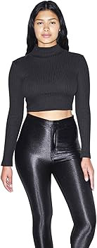 American Apparel Women's Thick Rib Long Sleeve Crop Turtleneck | Amazon (US)