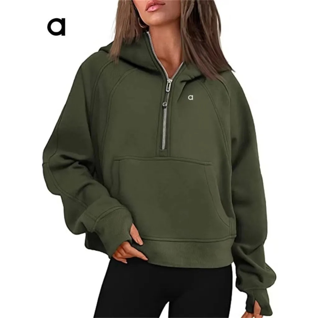 ALL963 Women Half Zipper Jacket Autumn Hoodies Sweatshirt Yoga Jackets Ladies Sport thick Loose S... | DHGate