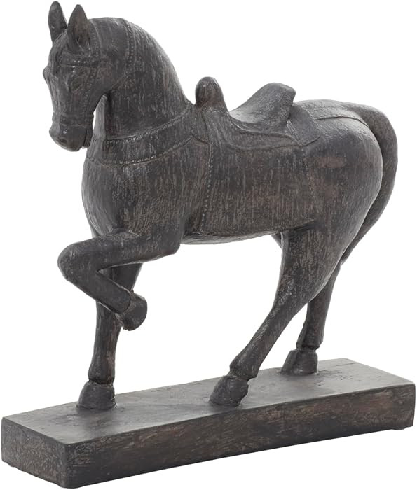 Deco 79 Polystone Horse Decorative Sculpture Home Decor Statue, Accent Figurine 9" x 3" x 9", Brown | Amazon (US)