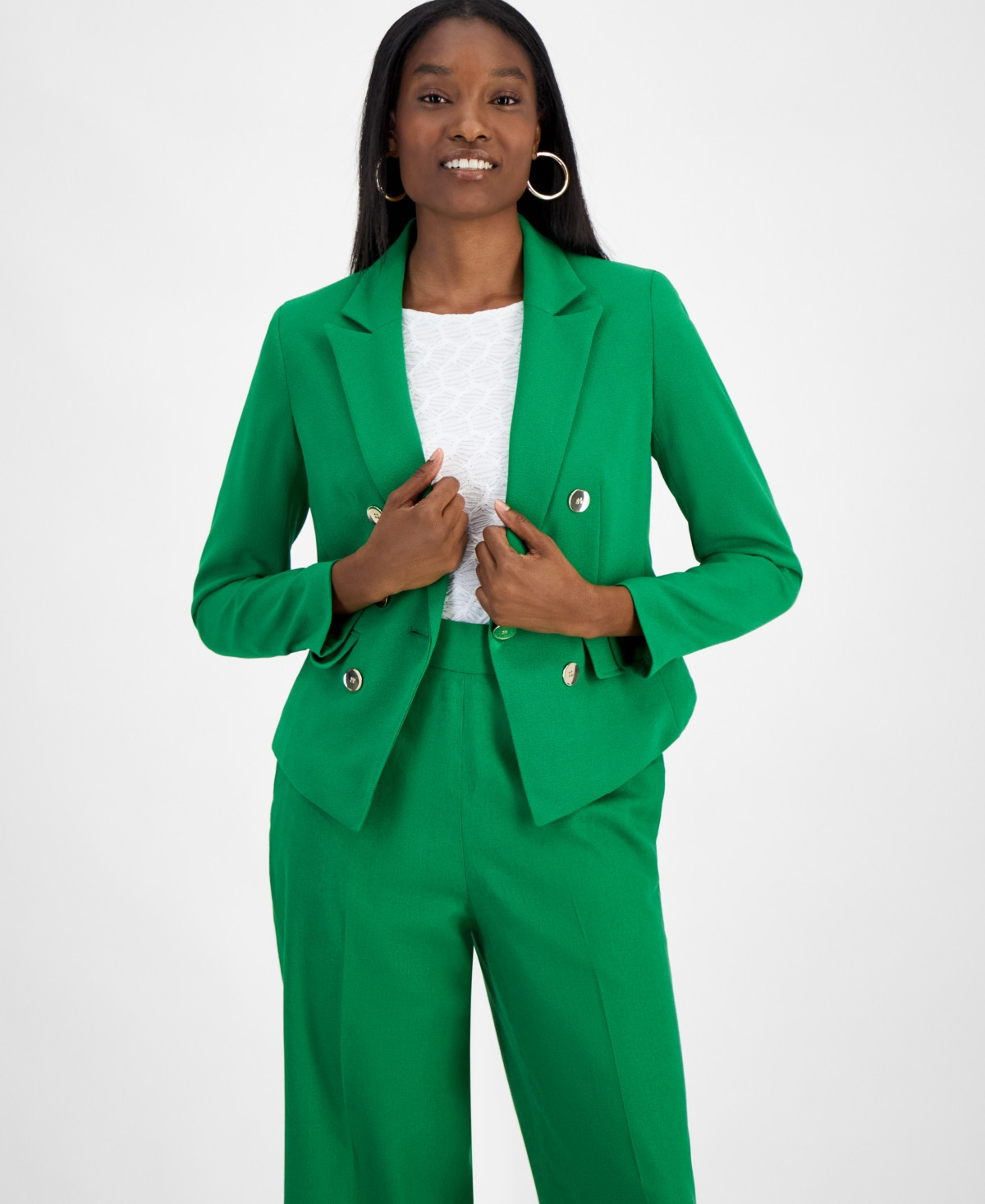 Bar Iii Women's Faux Double-Breasted One-Button Blazer, Exclusively at Macy's - Green Chili | Macy's