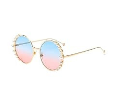 Pearl Sunglasses Women Fashion Metal Frame Round Sun Glasses Summer Trend Shading Mirror UV400 | Amazon (US)
