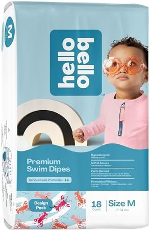 Hello Bello Premium Swim Diapers, Size M (18-34 lbs), Cute Extra-Bright Lobster Designs, 18 Count... | Amazon (US)