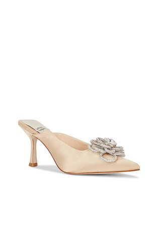 Jeffrey Campbell x REVOLVE Viviana Mule in Champagne Satin from Revolve.com | Revolve Clothing (Global)