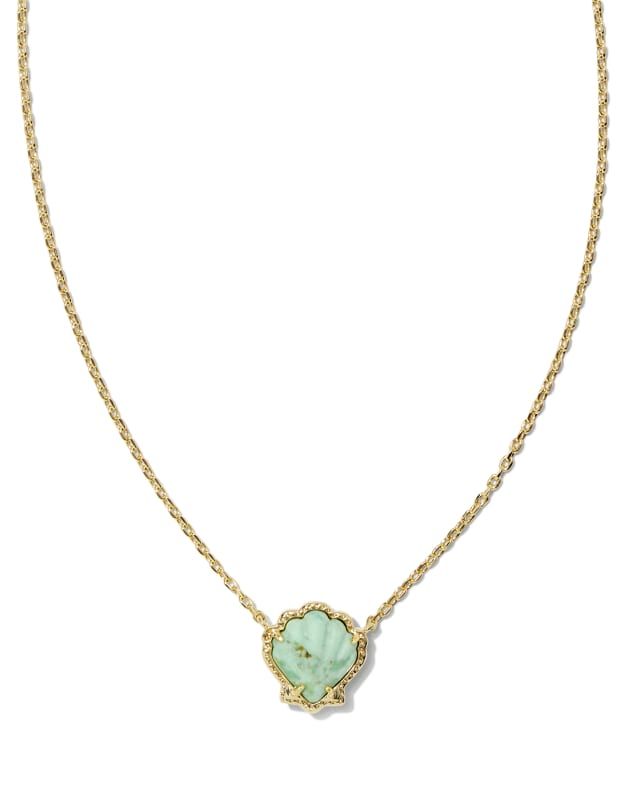 Brynne Gold Shell Short Pendant Necklace in Sea Green Chrysocolla | Kendra Scott