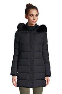 Women's Winter Long Down Coat with Faux Fur Hood | Lands' End (US)