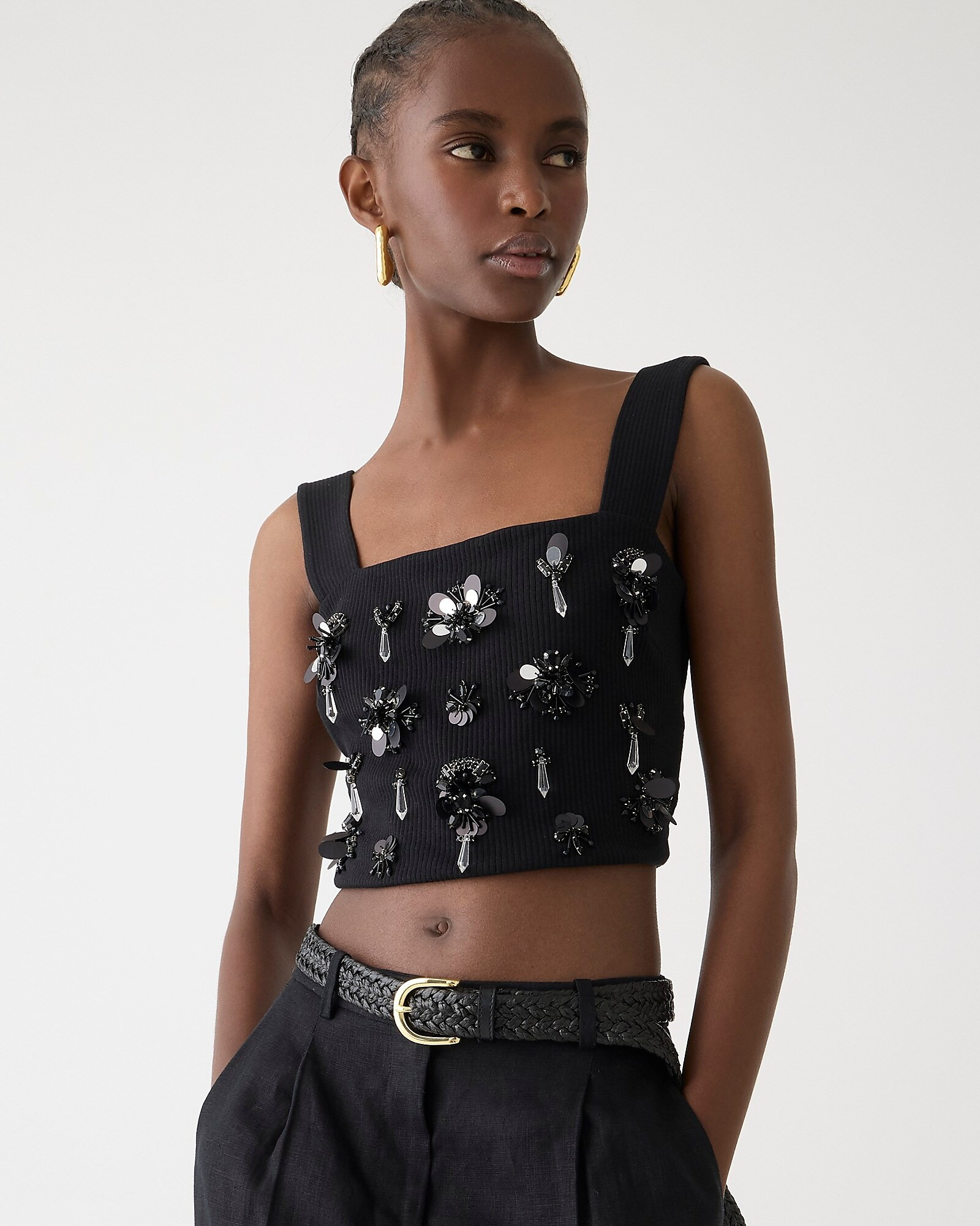 Vintage rib embellished cropped tank top | J. Crew US