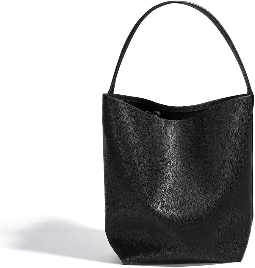 Genuine leather bucket tote bag, handheld underarm bag, spacious top-grain calfskin shoulder bag | Amazon (US)