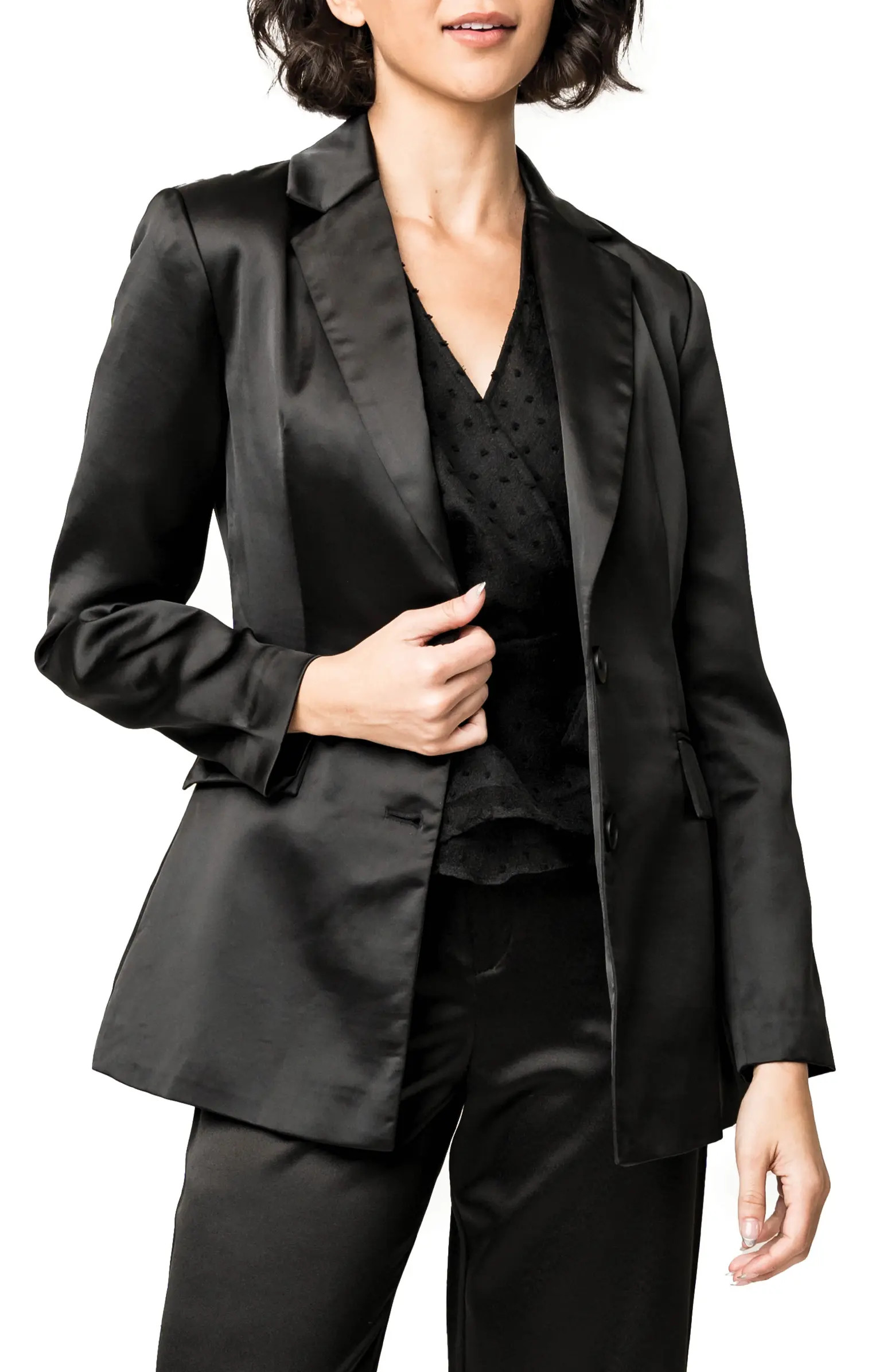 Shine Effect Longline Blazer | Nordstrom