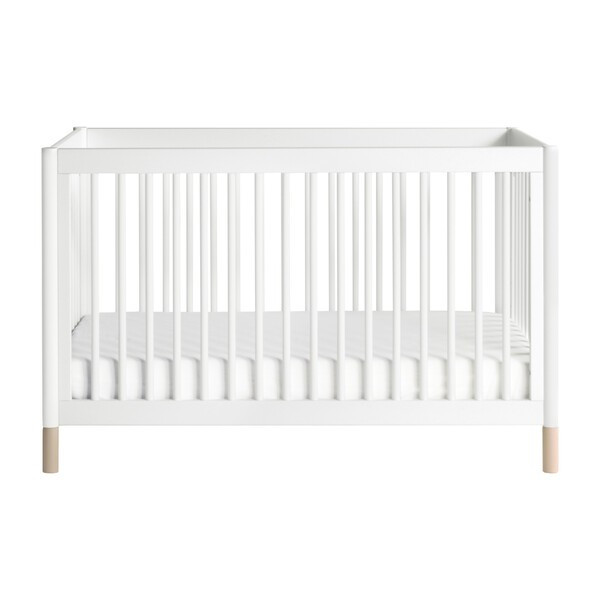 Gelato 4-in-1 Convertible Crib, Washed Natural Feet with Toddler Bed Conversion Kit, White | Maisonette