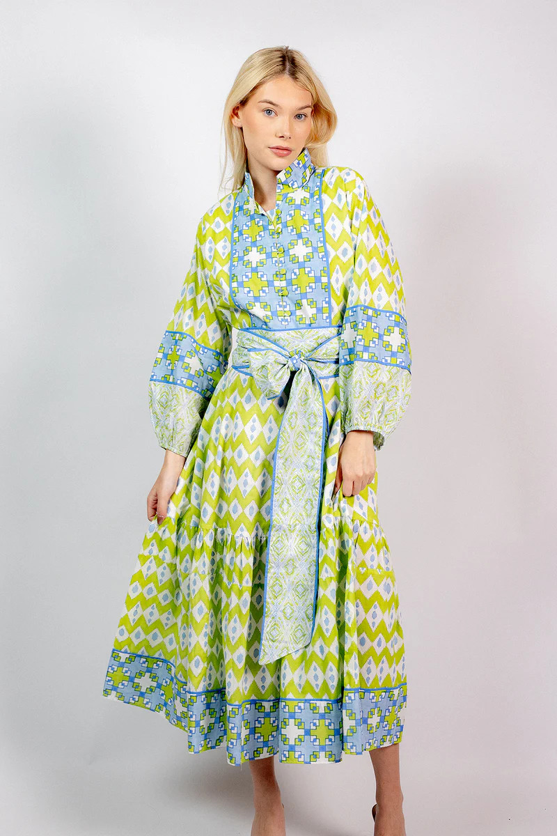 SUE SARTOR Flounce | Sky/Kiwi Ikat | SUE SARTOR