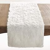 SARO LIFESTYLE White Faux Fur Table Runner-15 x90 Oblong, 15" x 90 | Amazon (US)