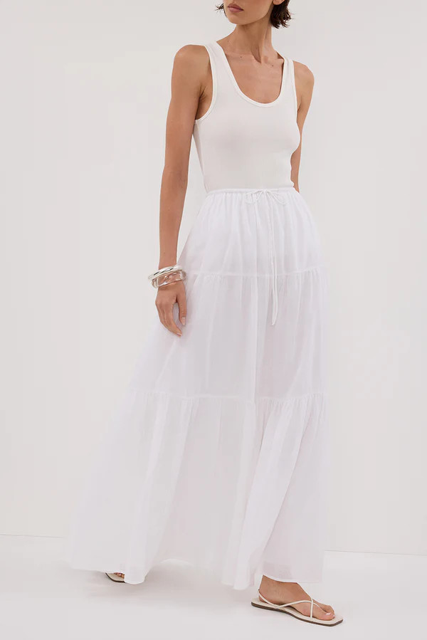 FLETCHER WHITE TIERED MAXI SKIRT | DISSH