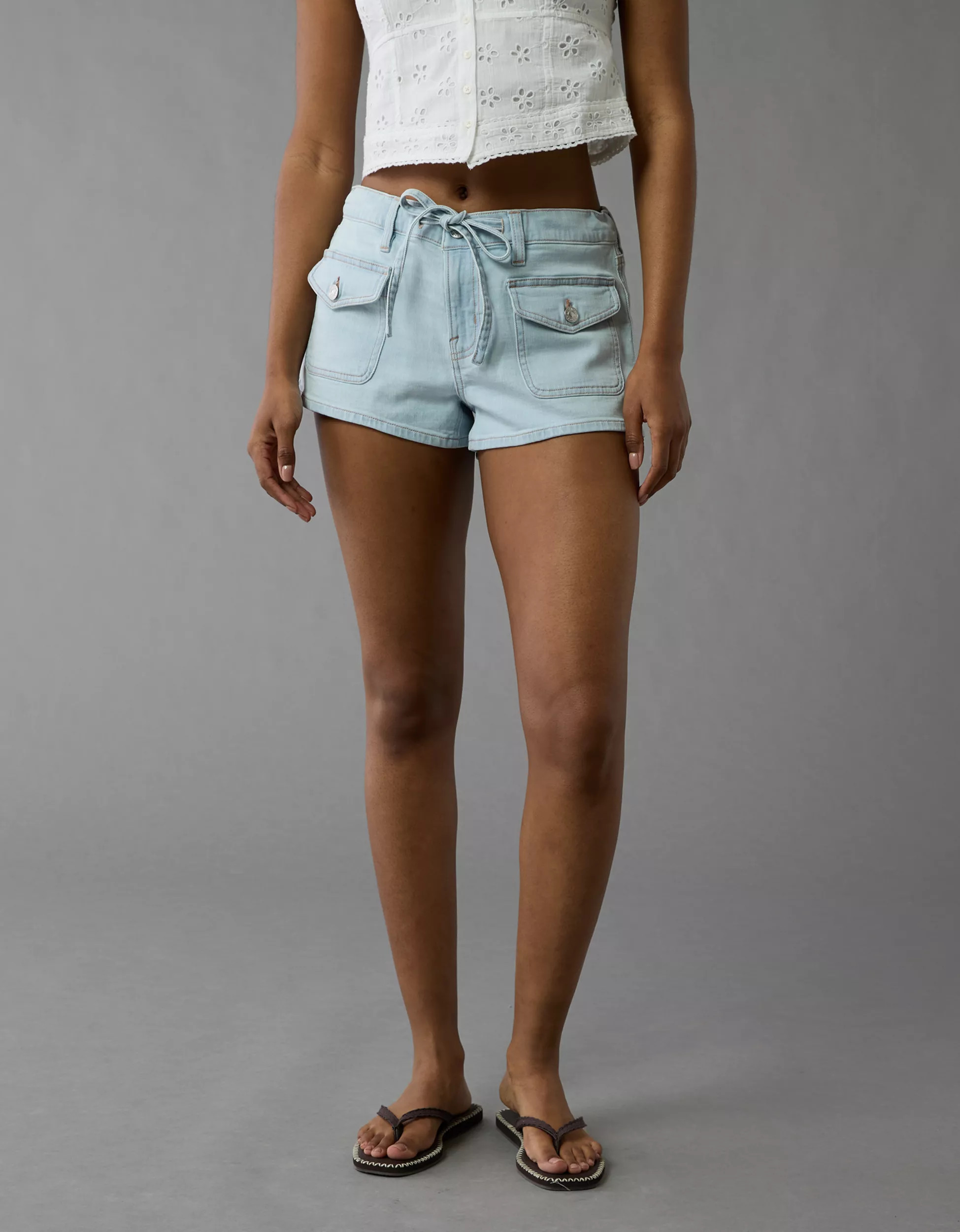 AE Dreamy Drape Stretch Denim Easy Shortie | American Eagle Outfitters (US & CA)